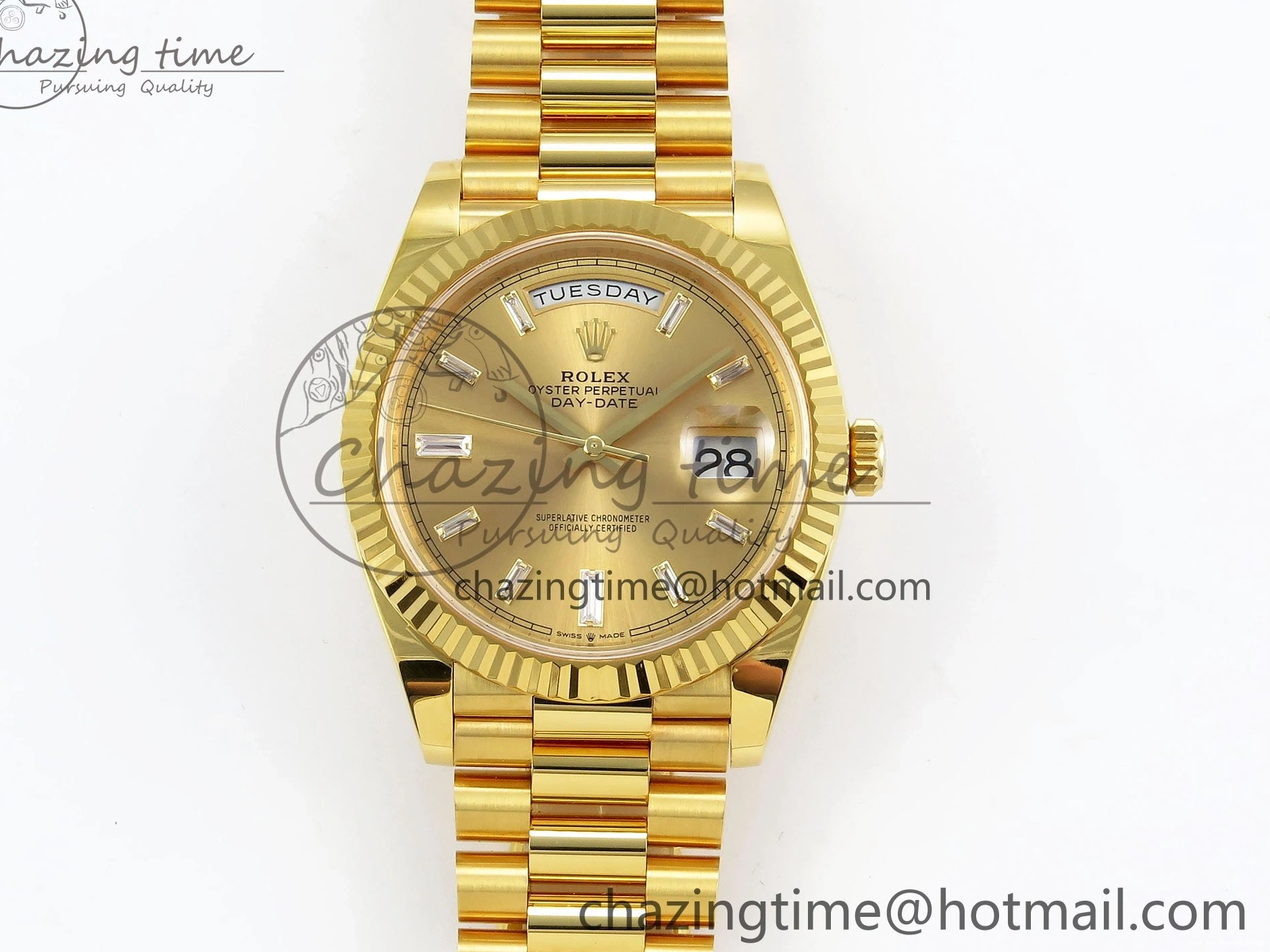 Best AAA Replica Sites Bezel ARF 228238 Crystal Diamonds Bracelet DayDate WrinkleFree 40 YG President VR 1550 on Steel 904L 0123